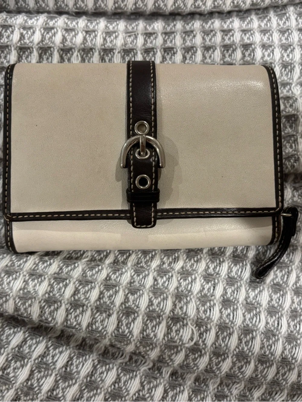 Classic Cream Wallet with Dark Brown Trim